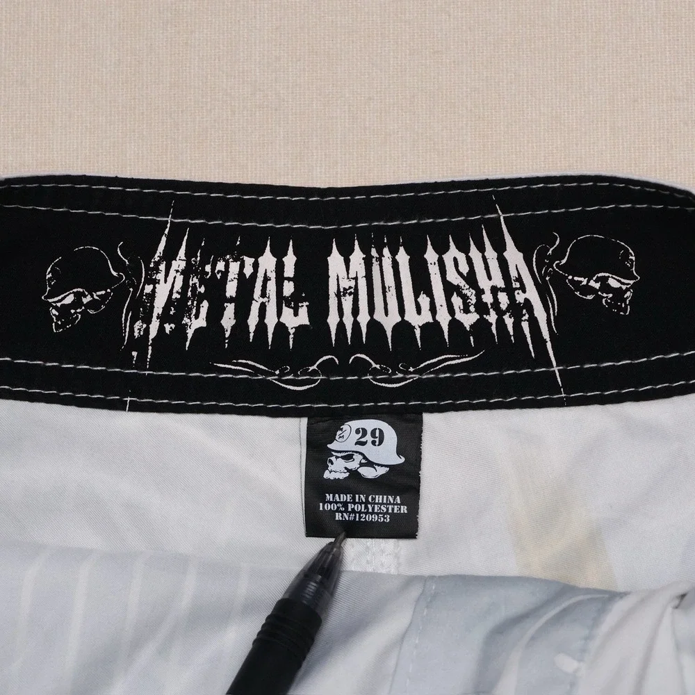 Metal Mulisha Board Shorts Mens 29 Skull Graphic Gray Black Y2K Motocross